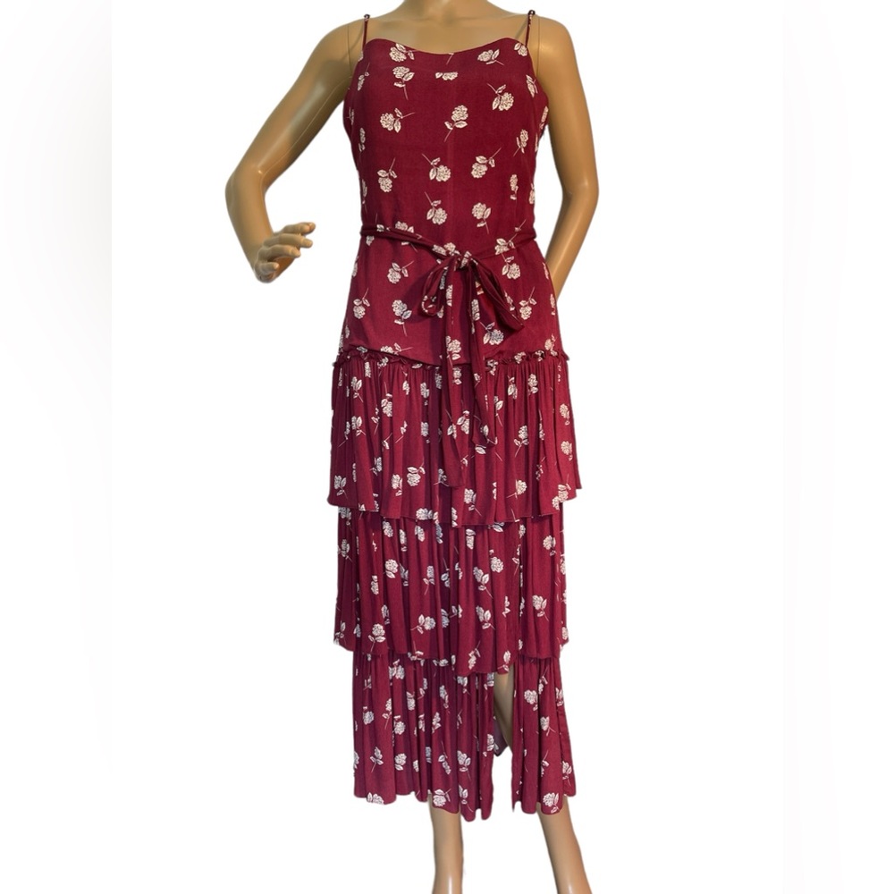Super Cute Maroon Tier Dress by Olivaceous